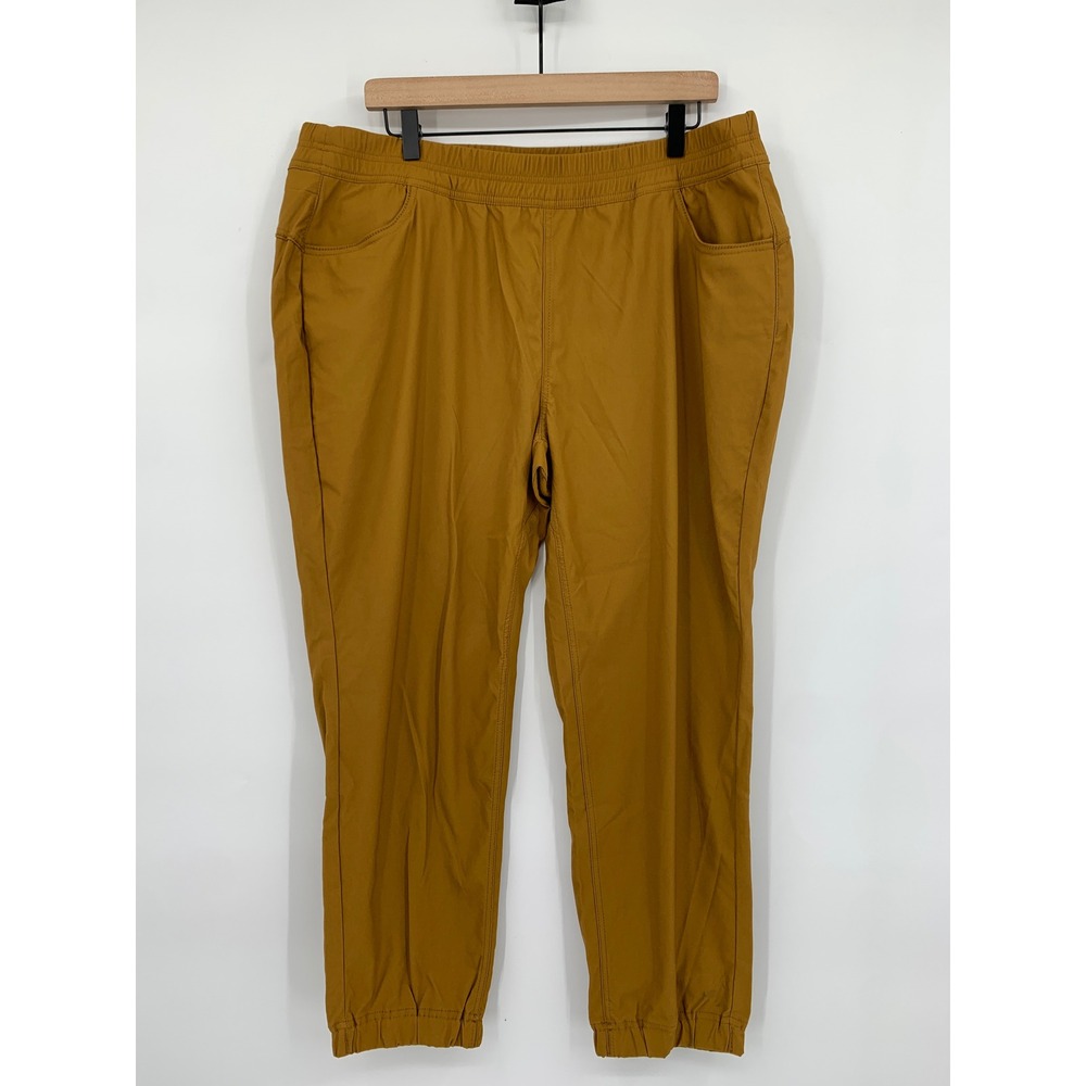 Prana Jogger Pants Womens 18W‎ Mustard Yellow Nylon Stretch Hiking Outdoor NEW